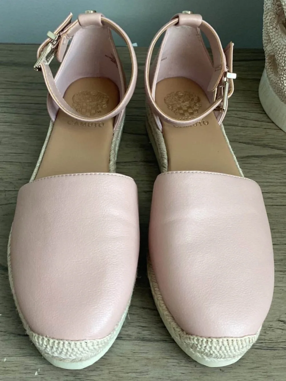 Vince Camuto Pink Leather Ankle-Strap Espadrilles Sandals Size 9